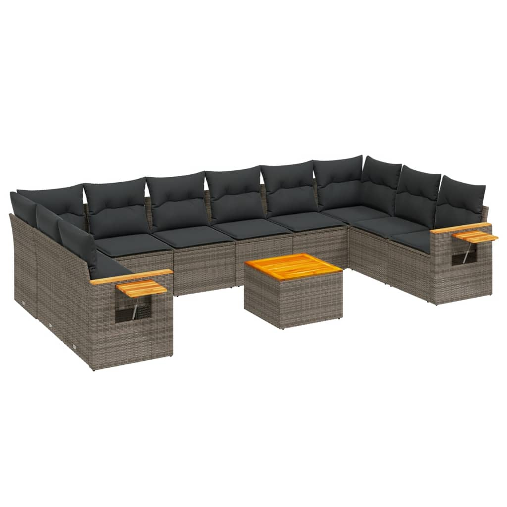 11 részes szürke polyrattan kerti ülőgarnitúra párnákkal (3259575)