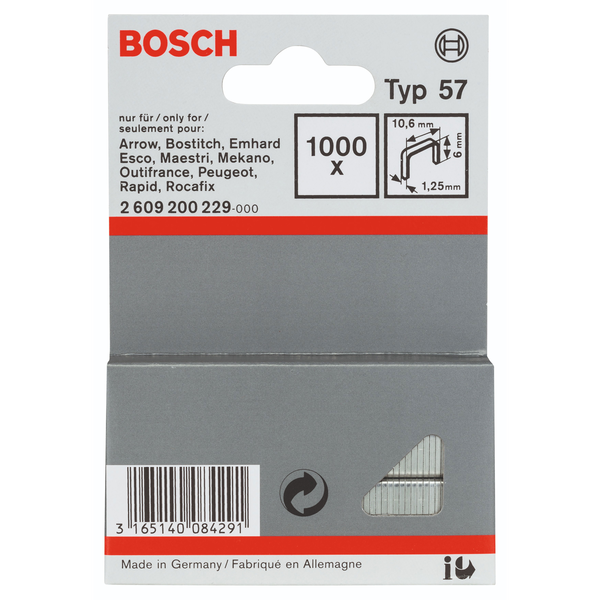 Bosch 2609200229 lapos drótkapocs, 57-es típus 10,6 × 1,25 × 6 mm