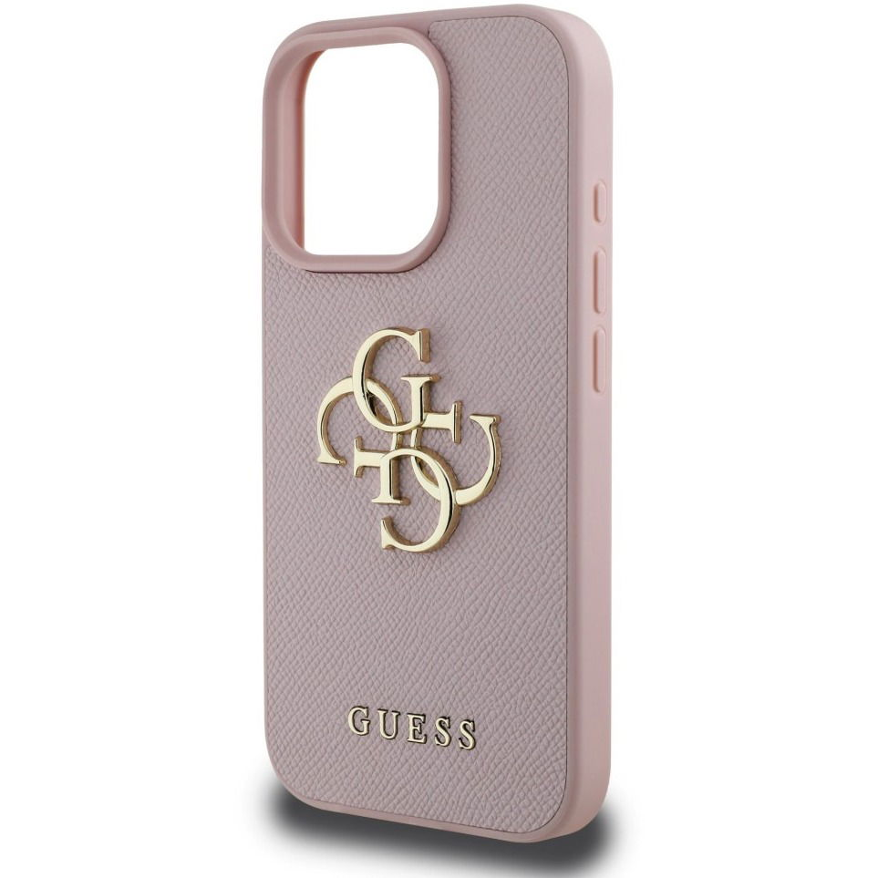 Guess PU Grained 4G Metal Logo iPhone 16 Pro rózsaszín tok (GUHCP16LPGT4MBP)