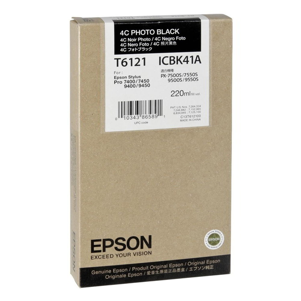 Epson T6121 глава и патрон за мастиленоструен принтер 1 броя Оригинал Фото черно