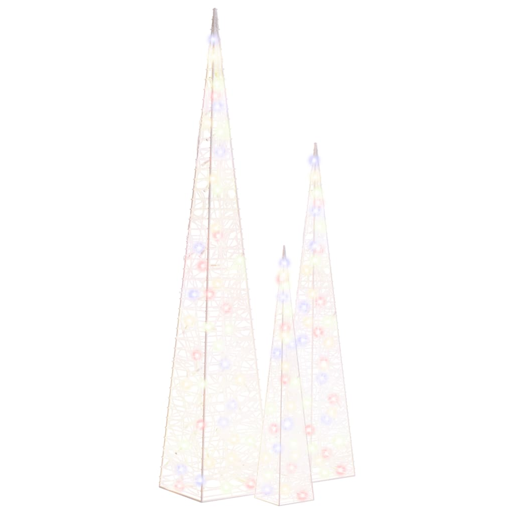 többfényű LED-es akril díszfénykúpszett 60/90/120 cm (328974)