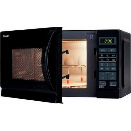 Sharp R-742BKW microondas Negro Microondas con grill Encimera 25 L 900 W