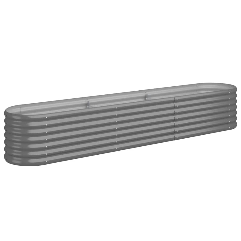 szürke porszórt acél kerti magaságyás 224x40x36 cm (318874)