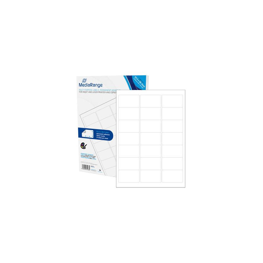 MediaRange 63,5x38,1mm Címke tintasugaras és lézer nyomtatóhoz (1050 címke / csomag) (MRINK148)