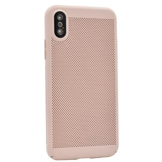 Gigapack Apple iPhone XS 5.8 légáteresztő, lyukacsos műanyag tok rózsaszín (GP-144337) (GP-144337)