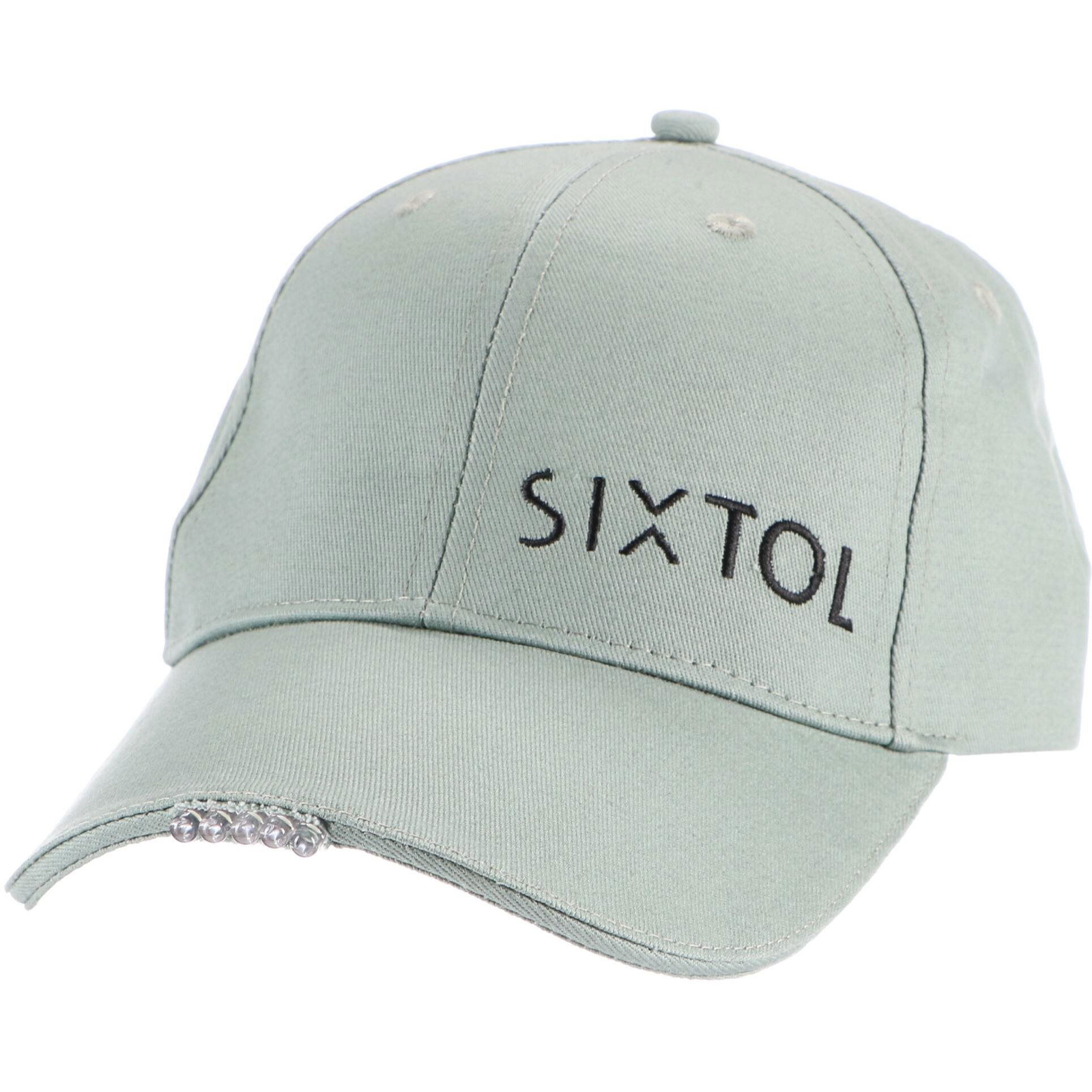 SIXTOL sapka LED lámpával B-CAP 25lm, újratölthető, USB, univerzális méret, zöld (SX5037)