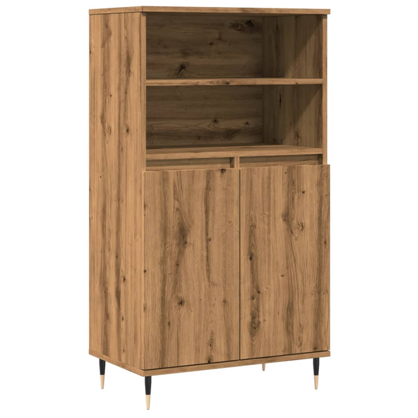 kézműves tölgy színű szerelt fa magasszekrény 60 x 36 x 110 cm