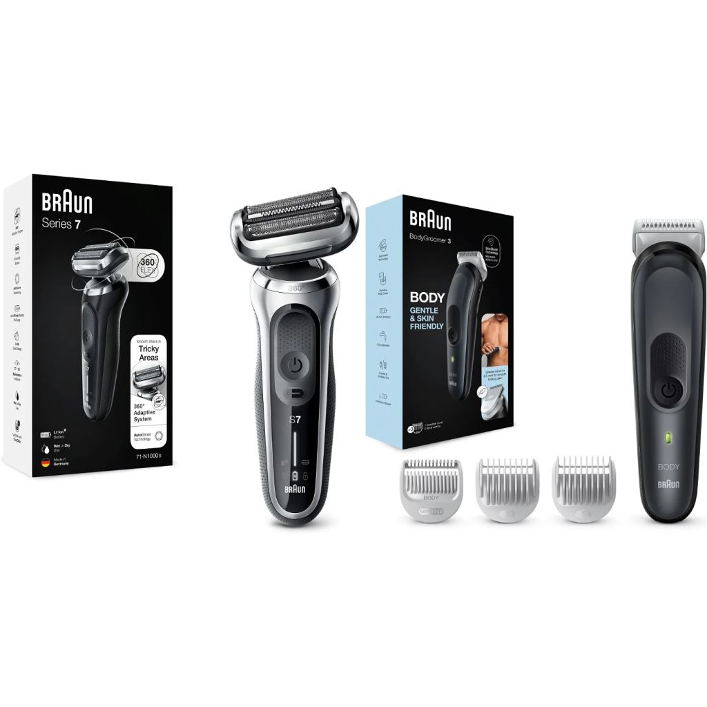 Braun Series 7 71-S1000s elektromos borotva + Braun 3 BG3350 testszőrtelenítő (BRAHS705sp) (BRAHS705sp)