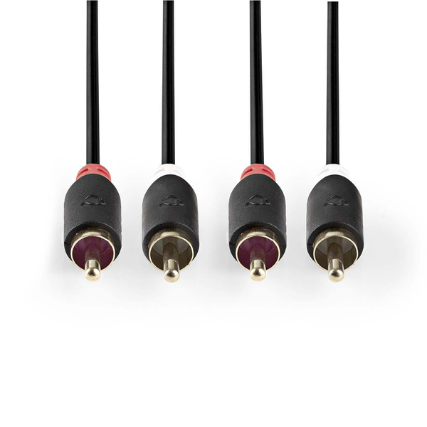 Nedis RCA - RCA Sztereó audiokábel 2m (2xRCA apa - 2xRCA apa) Antracit