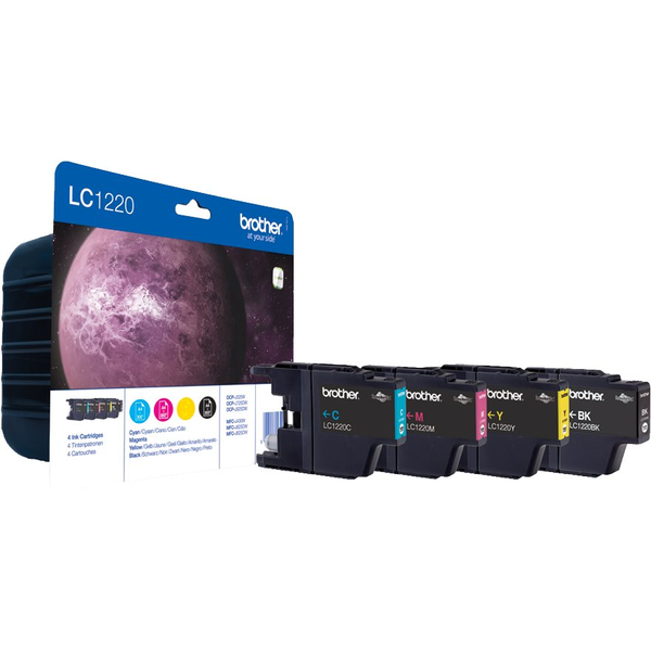 Brother LC-1220VALBP blækpatron 4 stk Original Sort, Blå, Magenta, Gul