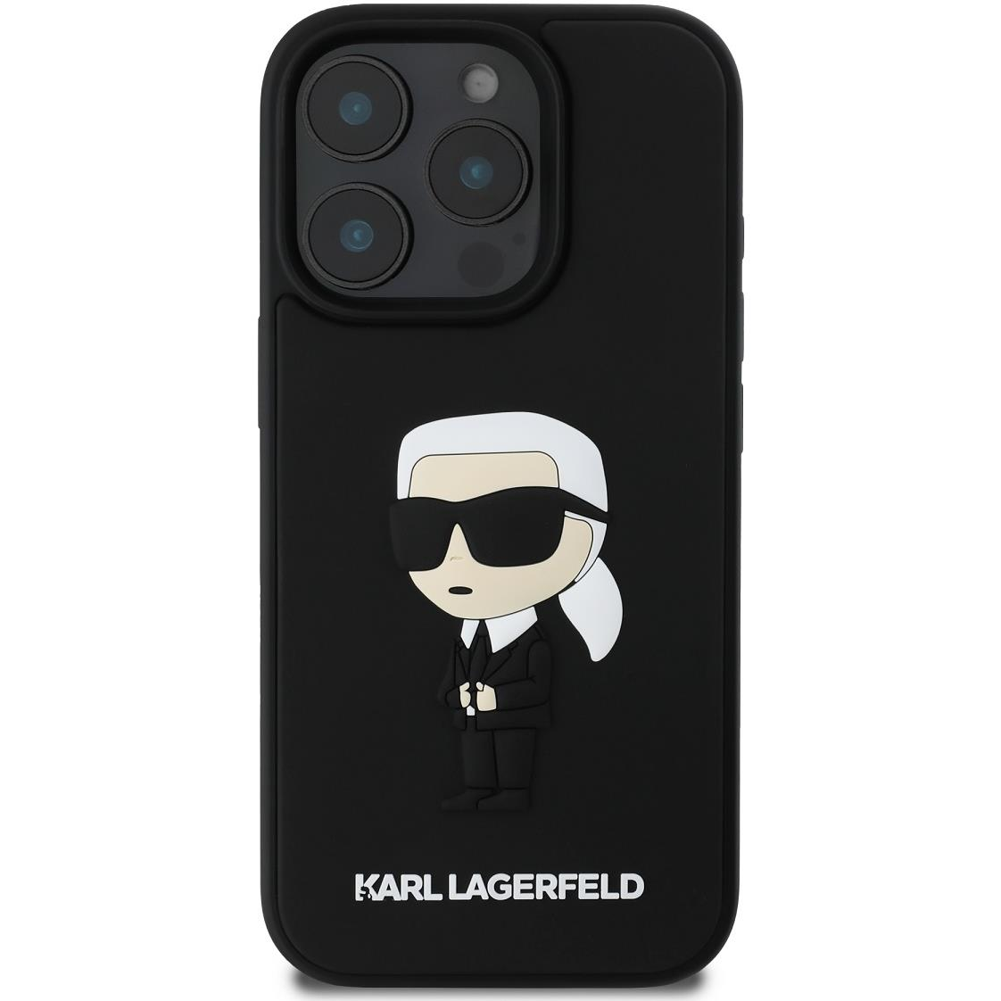 Karl Lagerfeld 3D Rubber Ikonik iPhone 16 Pro Black tok (KLHCP16L3DRKINK)