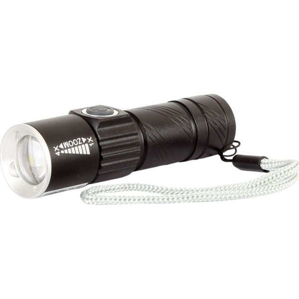 Alumínium LED Zseblámpa Zoom USB 50/100/Flash