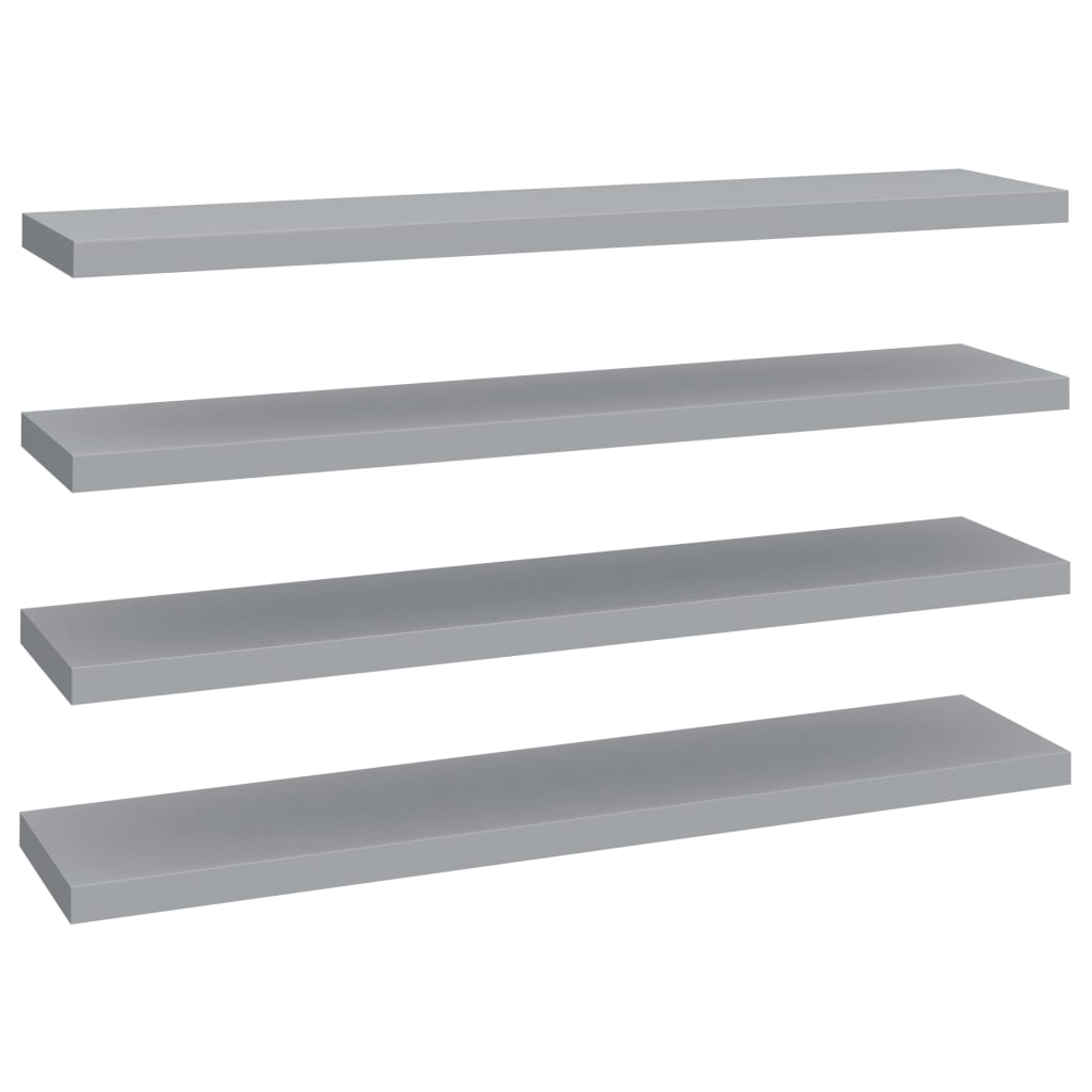 4 db szürke MDF fali polc 120 x 23,5 x 3,8 cm (323864)