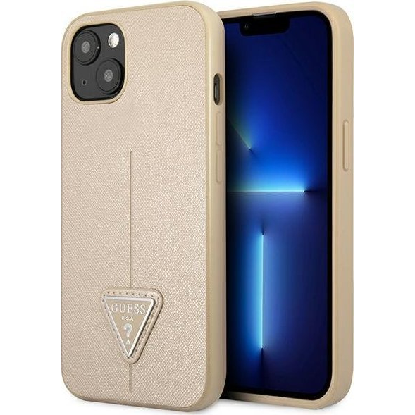 Guess SaffianoTriangle Apple iPhone 14 Plus hátlap tok, bézs (GUE2259)