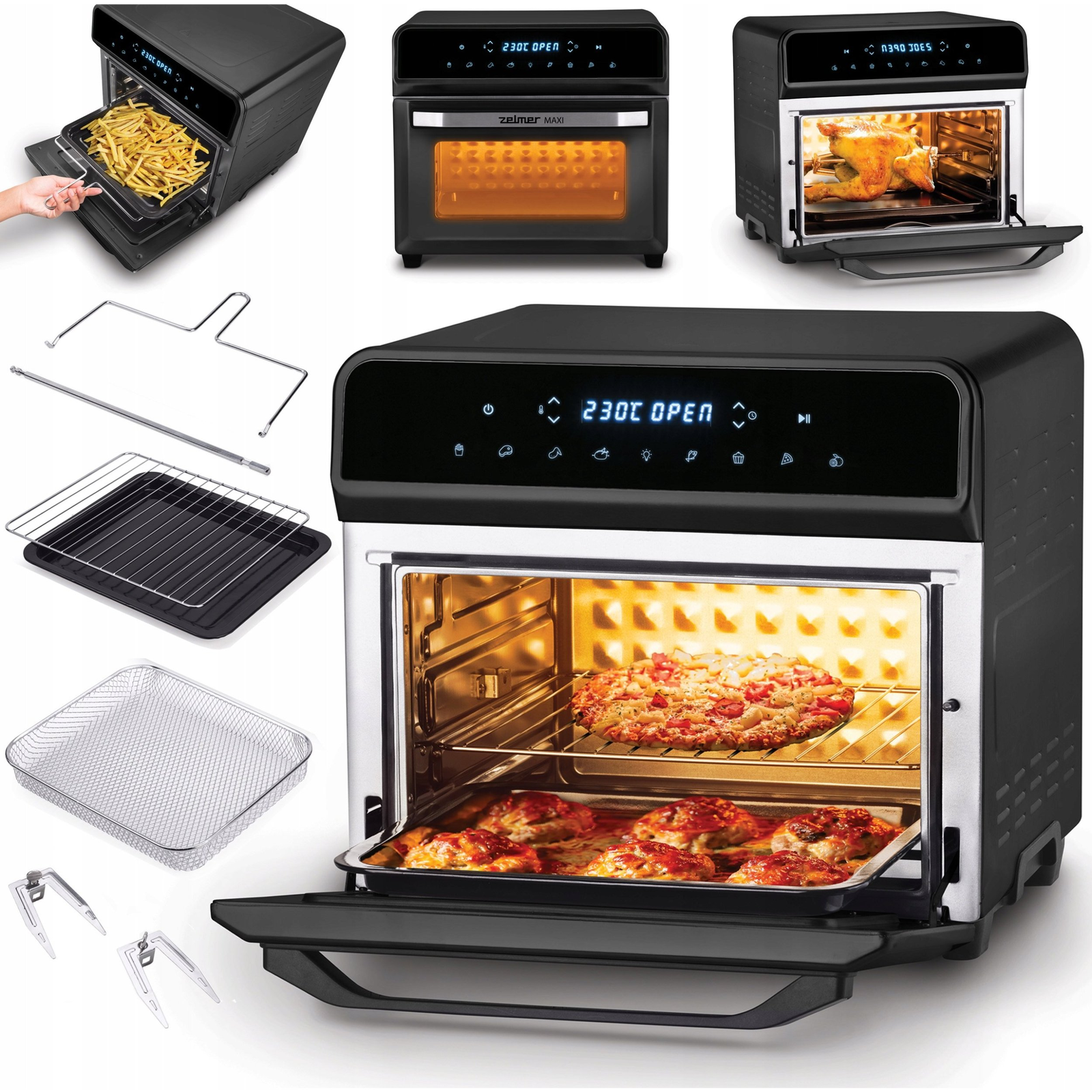 Zelmer ZAF9230 Elektromos mini sütő 25L 1800 Watt - Fekete