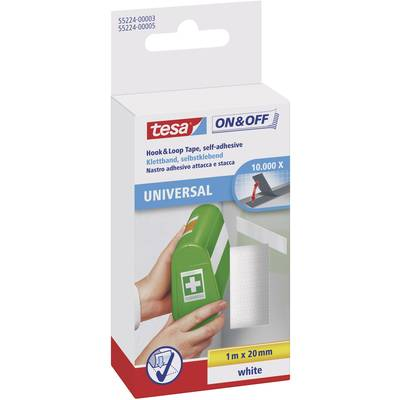 Tesa öntapadós tépőzár, tépőzáras ragasztószalag 1000 mm x 20 mm fehér TESA On & Off 55224-03-00 (55224-03-00)