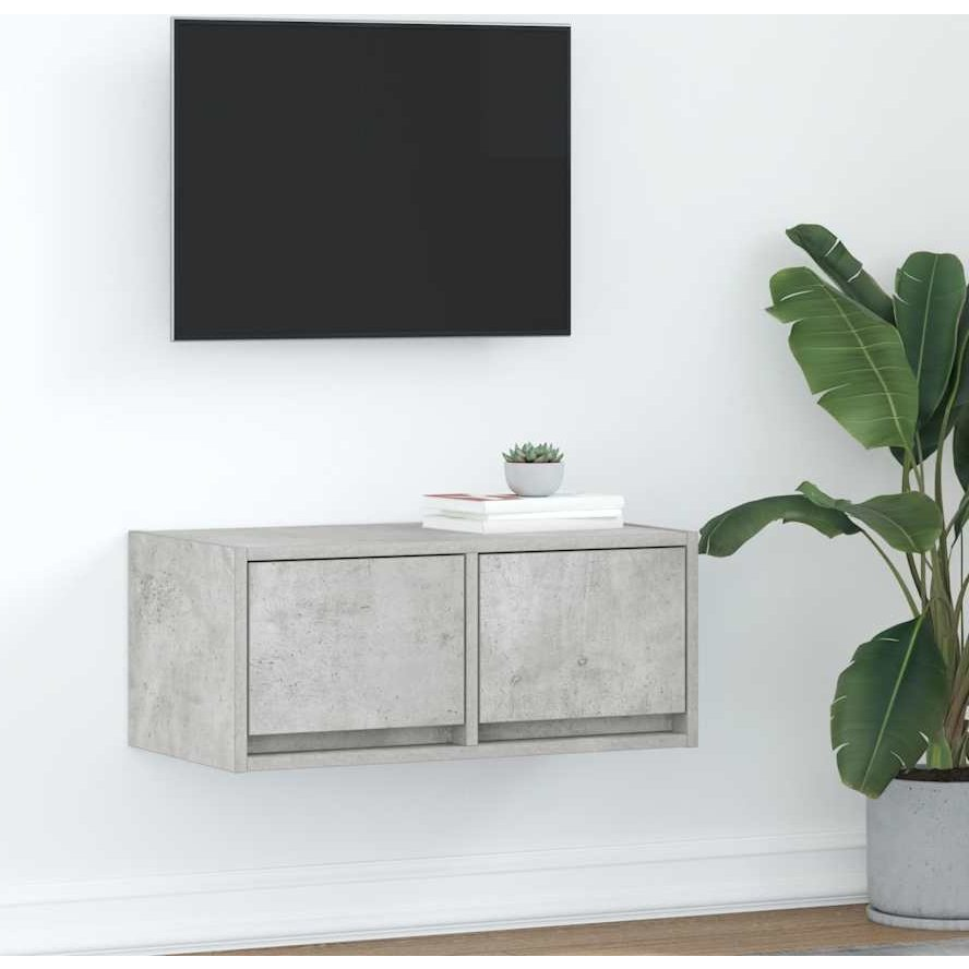 betonszürke szerelt fa TV-szekrény 60x31x25,5 cm (861496)