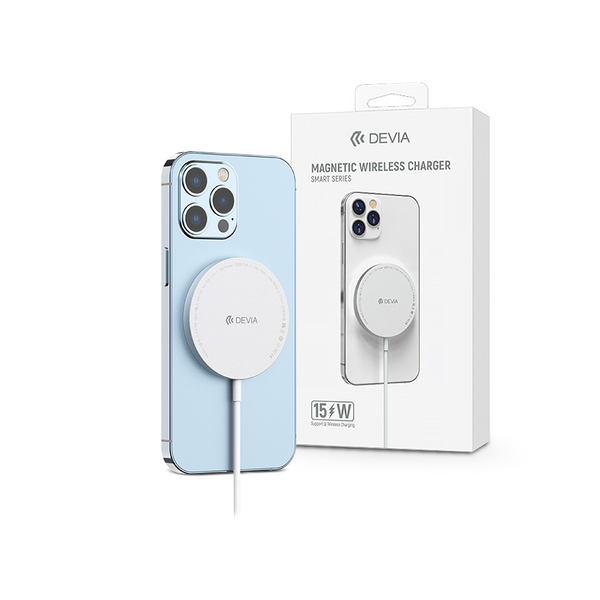 Devia univerzális mágneses vezeték nélküli töltő - 15W - Devia Smart Series     Magnetic Wireless Charger - fehér