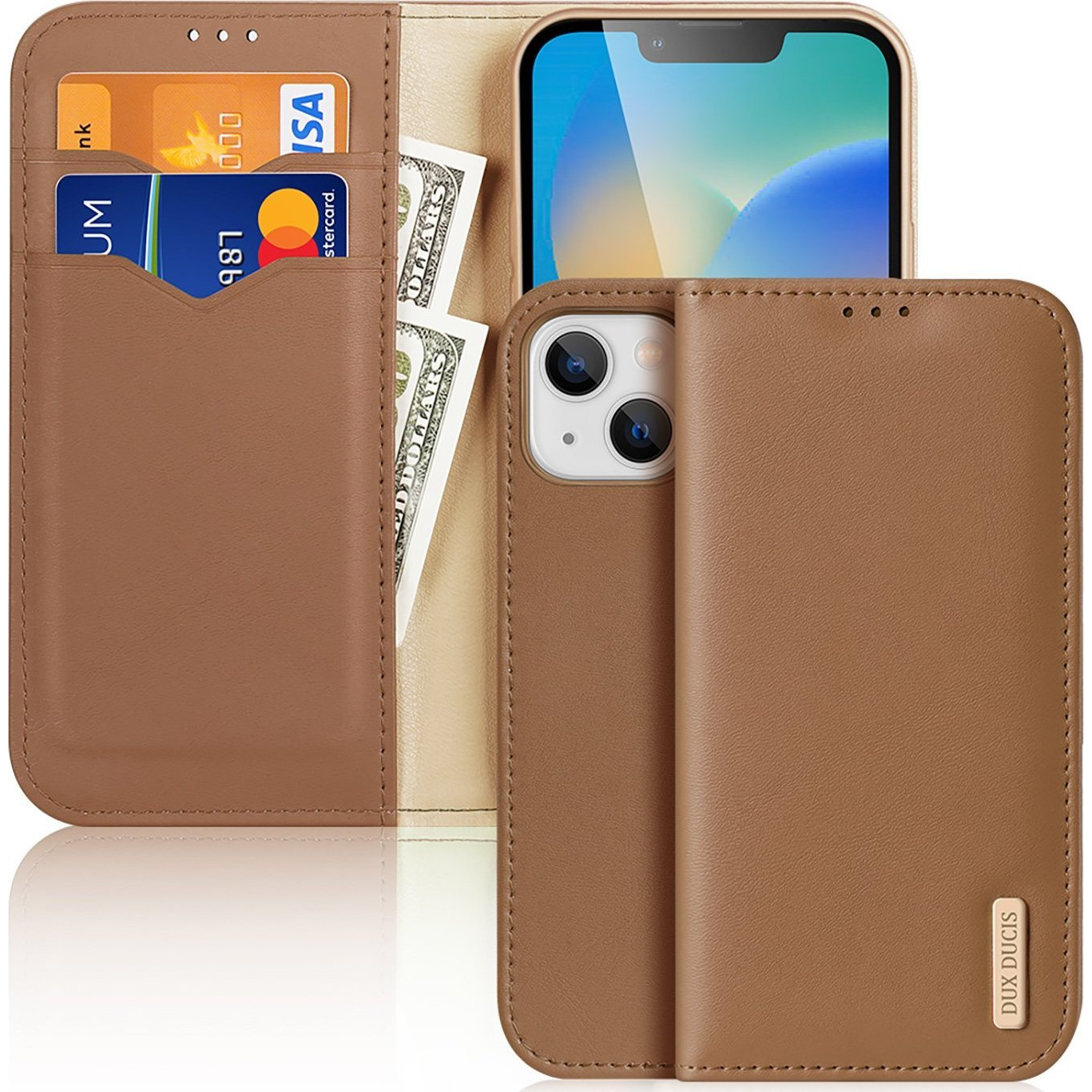 Dux ducis GP-131537 Tok - Apple iPhone 14 Plus, Valódi bőr, Asztali Tartós, Barna (187757120)