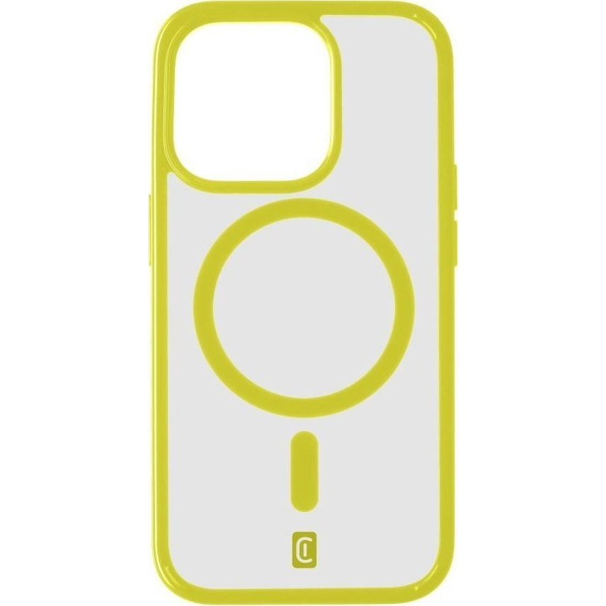 Cellularline Pop Mag Back Cover with Magsafe Support for Apple iPhone 15 Pro Max, Clear/Lime (POPMAGIPH15PRML)