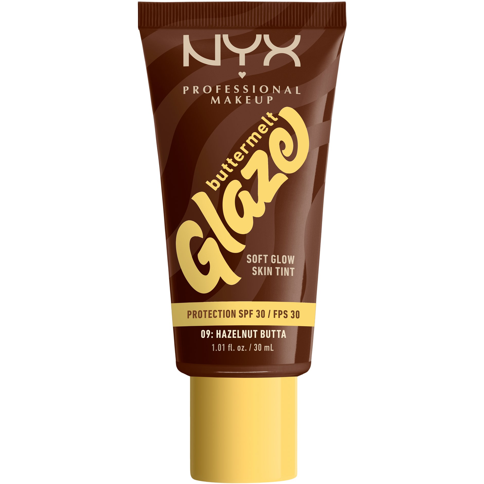 NYX PROFESSIONAL MAKEUP Buttermelt Glaze Soft Glow Skin Tint + SPF30, Hazelnut Butta (800897266837)