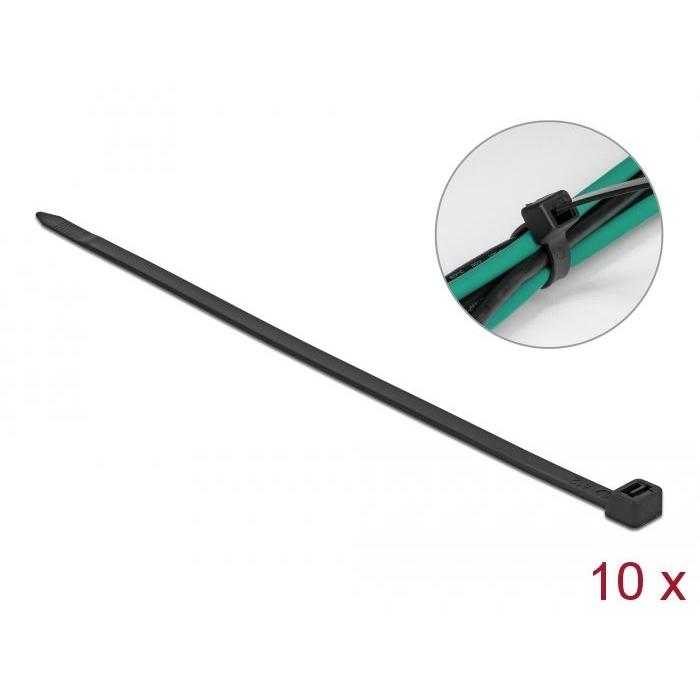 Delock Kábelkötegelő 800 x 8.8mm 10db fekete (19644) (delock19644)