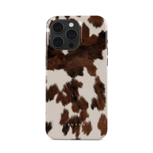 Burga Celestial Apple iPhone 15 Pro Hátlapvédő telefon tok - Barna/Fehér Tehén mintás