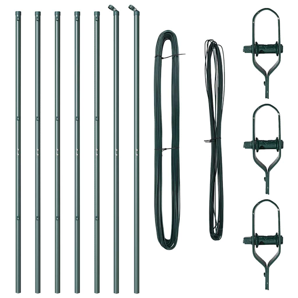 Set de stâlpi de împrejmuire 7 pcs Verde Ø32mm 160 cm Metal