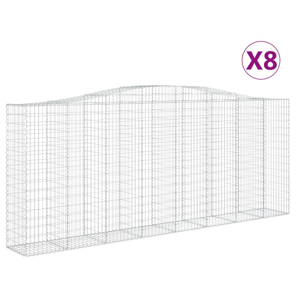 8 db íves horganyzott vas gabion kosár 400x50x160/180 cm (3146001)