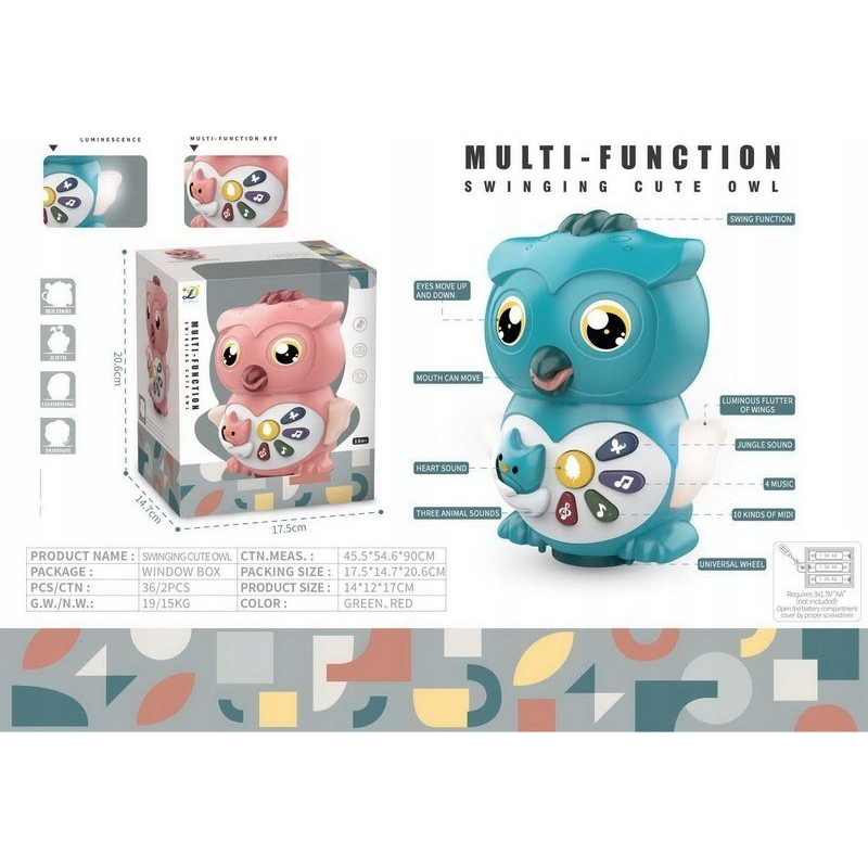 Ramiz Interaktív Sétáló Bagoly Hang- és Fényeffektusokkal - Kék Színű (ZDN.615)