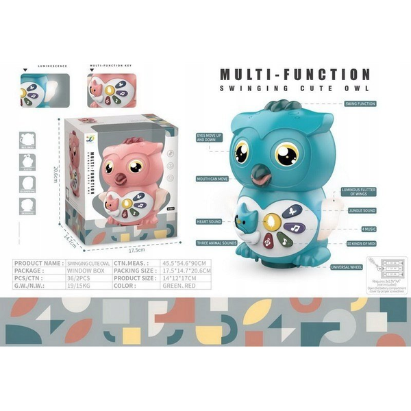 Ramiz Interaktív Sétáló Bagoly Hang- és Fényeffektusokkal - Kék Színű