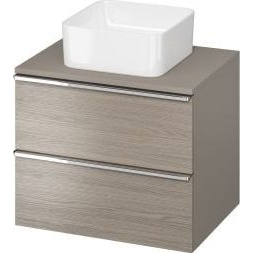 Cersanit Virgo S522-022 mosdóbútor alap, munkalapra szerelés, 2 estés, soft close, forgácslap, króm fogantyúk, 60 cm, szürke