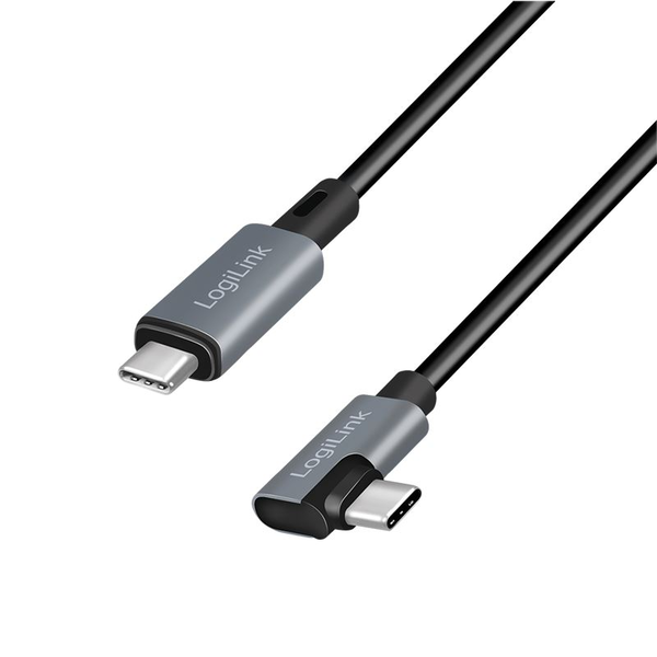 USB-C 2.0(M) 90Â° <> USB-C(M) 1.0m LogiLink 100W zwart