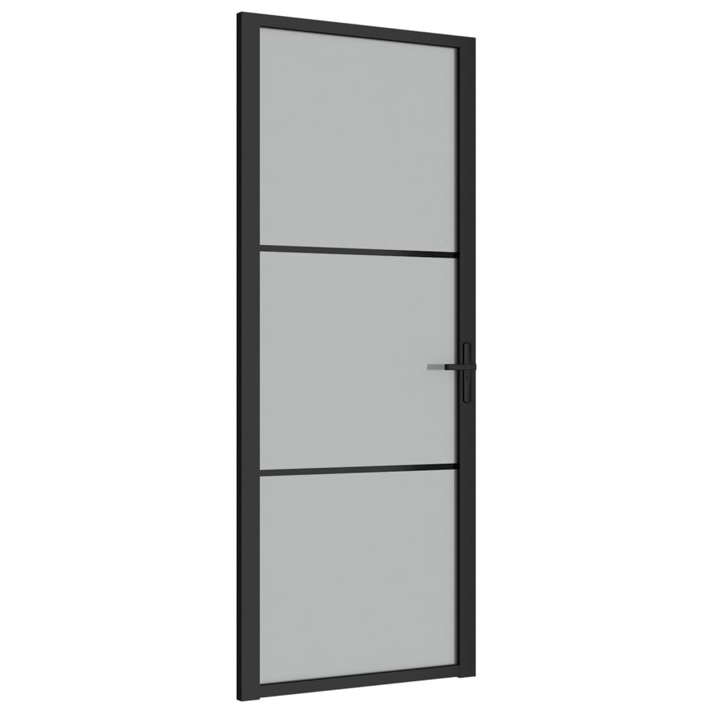 fekete matt üveg és alumínium beltéri ajtó 83 x 201,5 cm (350553)