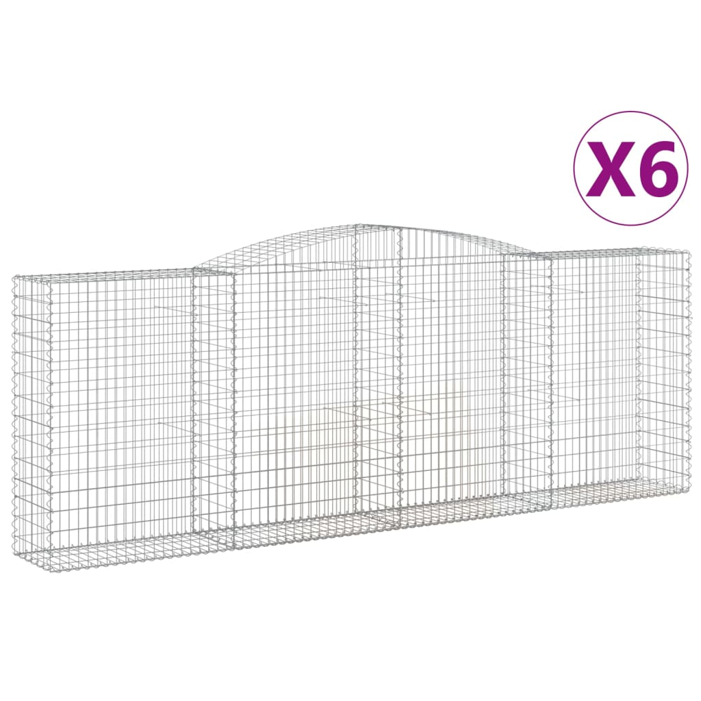 6 db íves horganyzott vas gabion kosár 400x50x140/160 cm (3147026)