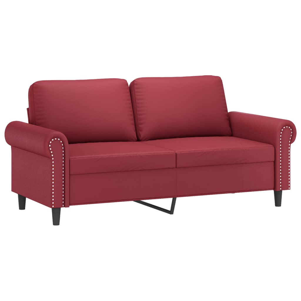 2 személyes bordó színű műbőr kanapé 140 cm (359507)