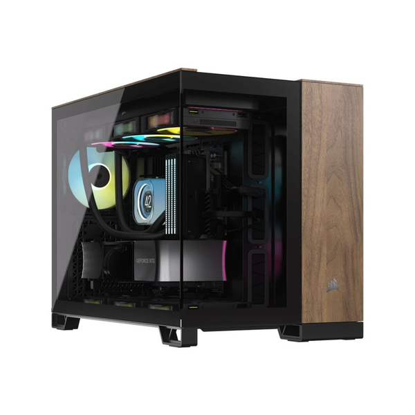Corsair 2500X Mini Tower Extended ATX számítógépház - Fekete fém / Dió fa