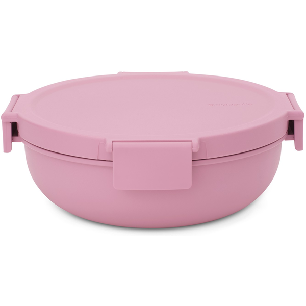 Brabantia Make & Take Salad Bowl salátástál, 1300 ml, szivárgás- és légmentes záródás, bepattintós (clip-on) zárómechanizmus, kerek forma, műanyag, rózsaszín-lila - 241901