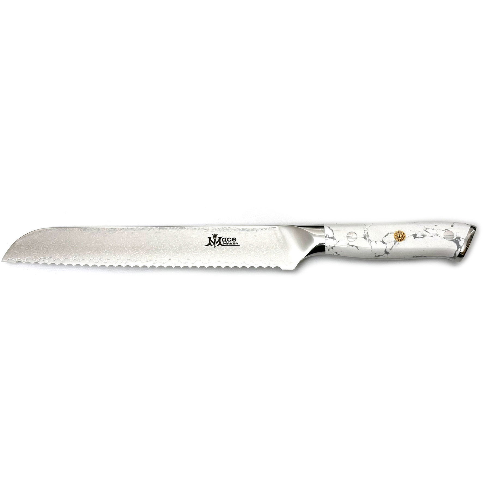 MaceMaker WHITE STONE BREAD KNIFE SanMai damaszkuszi konyhakés (8594176645858)