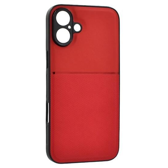 Gigapack Apple iPhone 16 Plus mágneses, bőr hatású, csíkos mintás tok piros (GP-159951) (GP-159951)