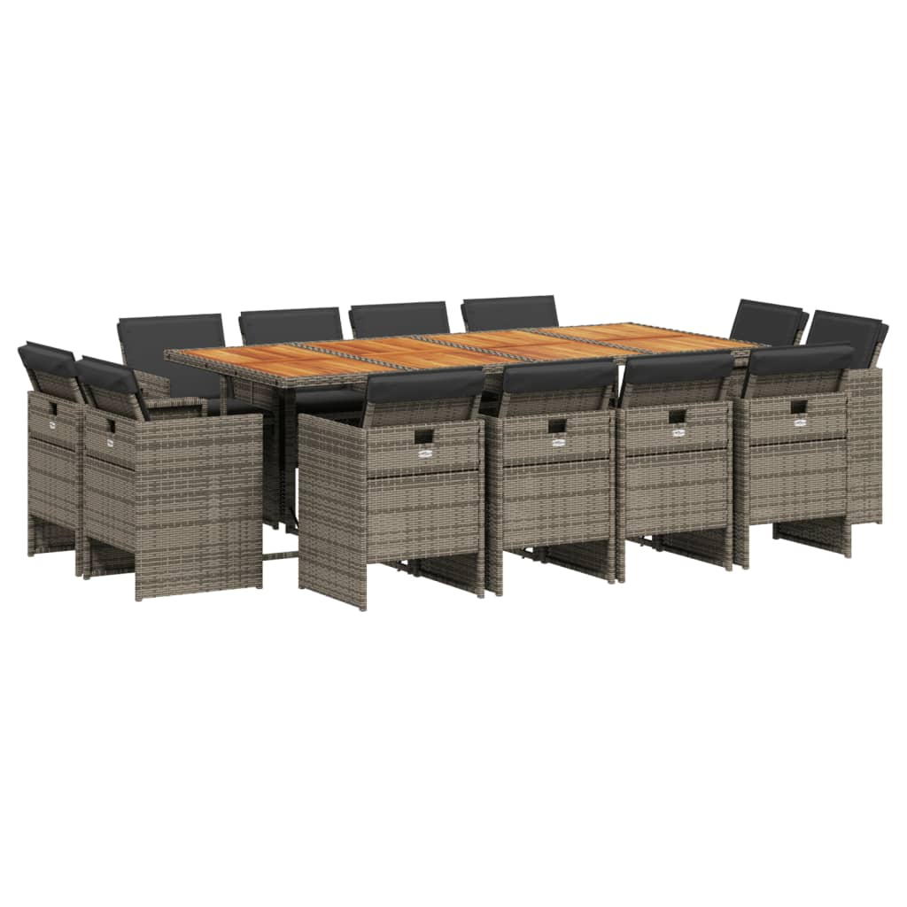 13 részes szürke polyrattan kerti ülőgarnitúra párnákkal (3277813)