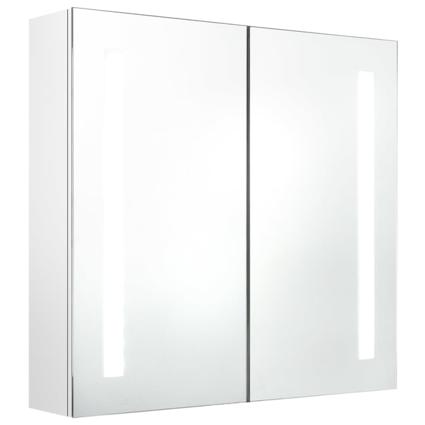 fényes fehér LED-es tükrös fürdőszobaszekrény 62 x 14 x 60 cm