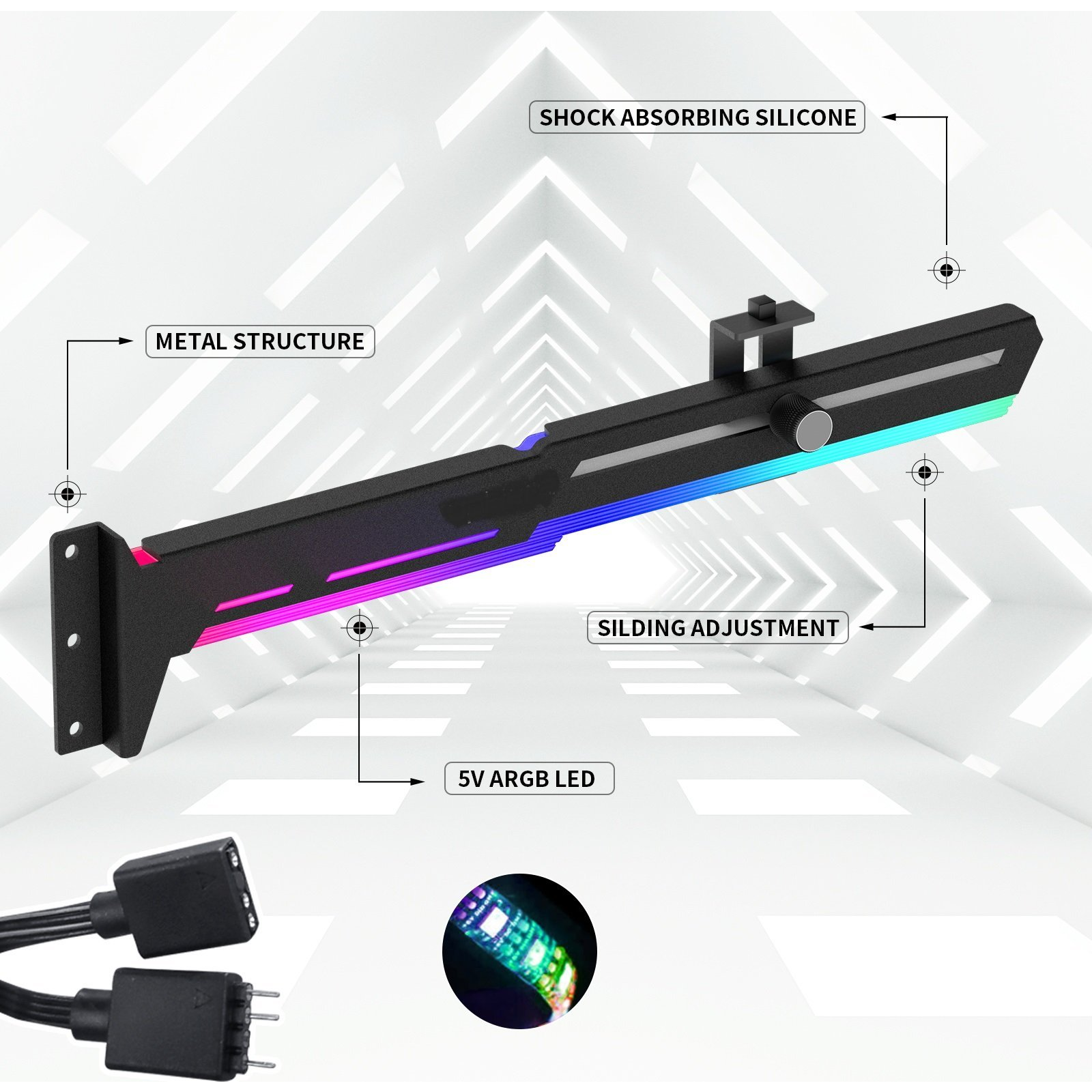 1STCOOL GPU tartó fém ARGB fekete (UP-H02-B-ARGB)