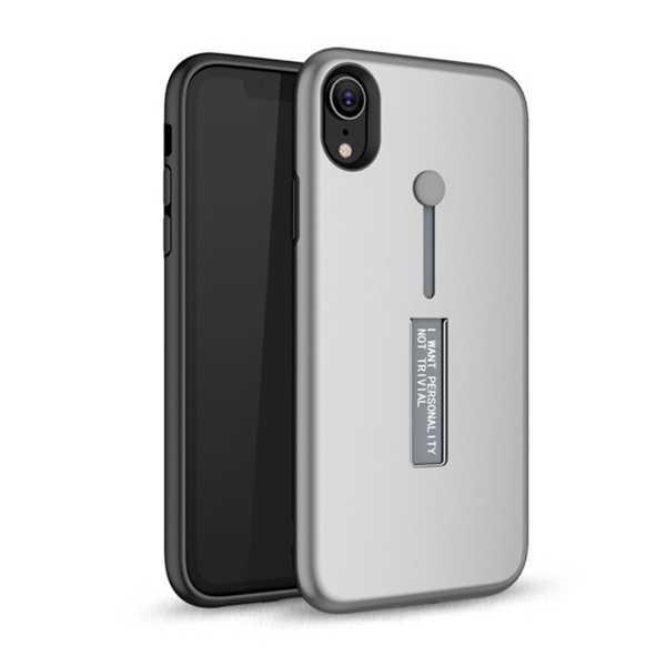 Műanyag telefonvédő (gumírozott, ujjra húzható szilikon) EZÜST [Apple iPhone XR 6.1] (5996457802159)