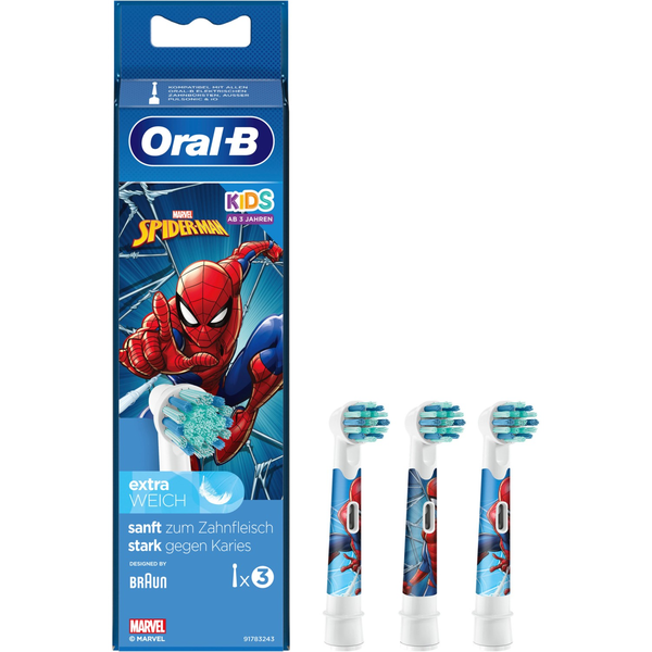 Комплект от 3 накрайника Oral-B Spiderman, За електрически четки за зъби