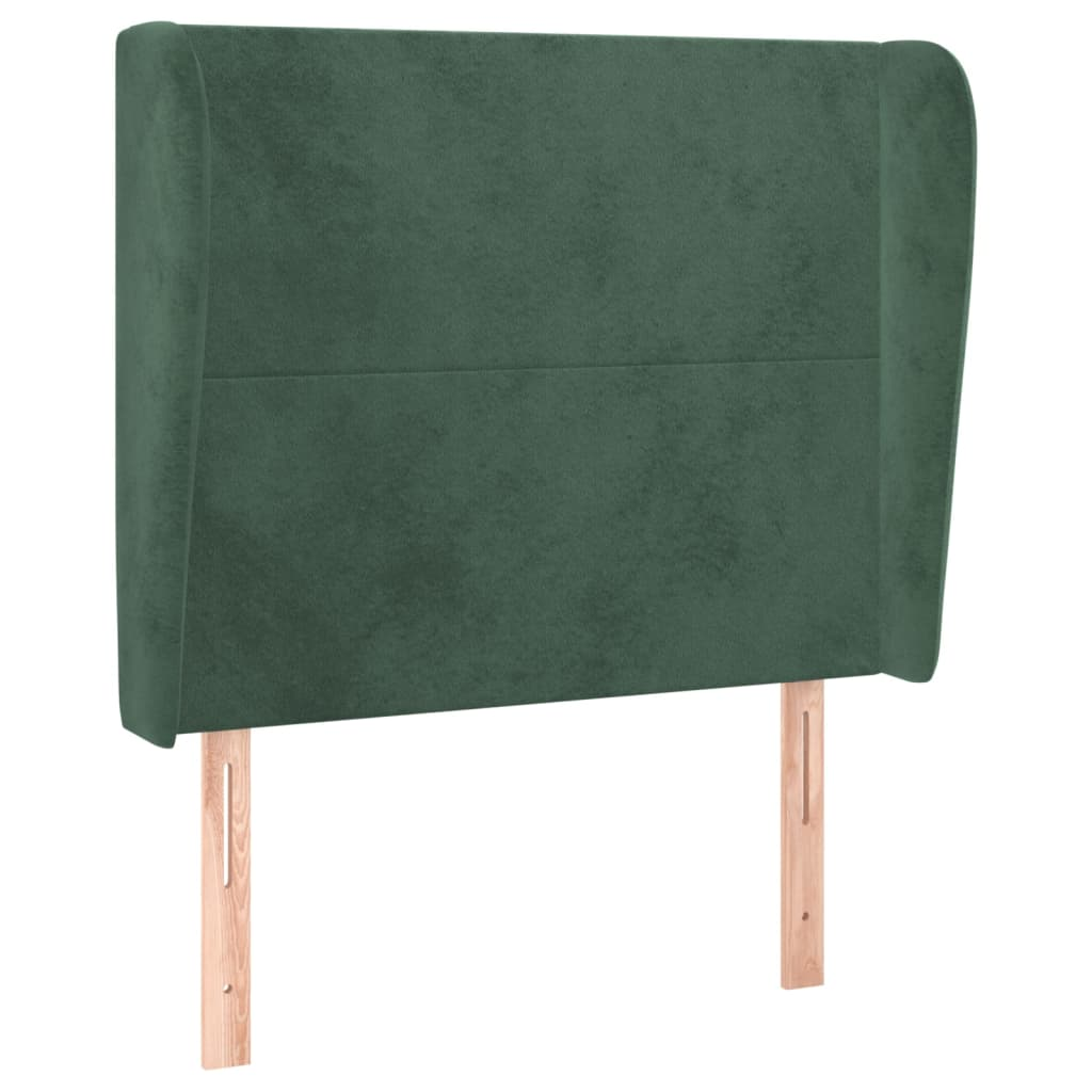 sötétzöld bársony fejtámla szárnyakkal 93 x 23 x 118/128 cm (3117715)