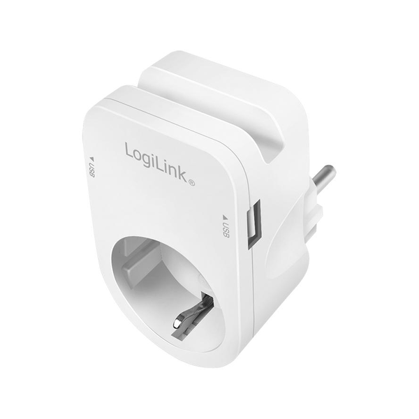 LogiLink PA0247 1db villásdugó CEE 7/3 (EU) konnektor aljzat fehér (telefontartóval)