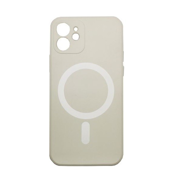 Apple iPhone 13 Mini, Szilikon tok, mágnes gyűrűvel, MagSafe töltővel kompatibilis, Wooze Magsafe Case, fehér (125731)