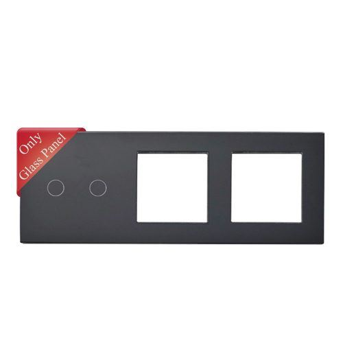 SMARTZILLA üveglap 2 csatornás kapcsolóhoz + 2 dugalj keret fekete (2035212) (smart2035212)