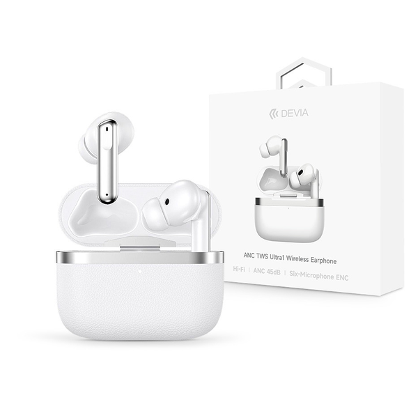 Devia TWS-Ultra-1 ANC Bluetooth стерео слушалки, бял цвят